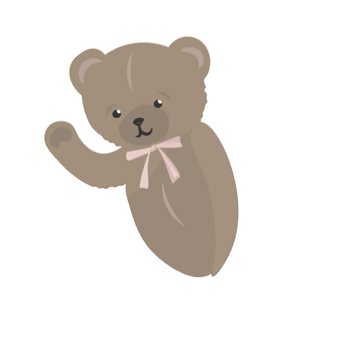 Animation af en bamse der vinker